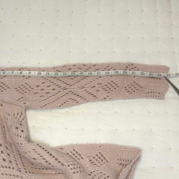 LOFT Women’s M Pink Wool Blend Pointelle Pullover Sweater | Cottage Core Casual - Picture 10 of 11